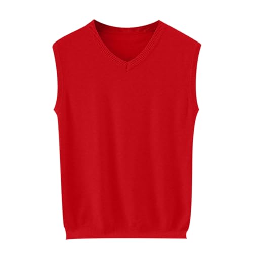 Men's Solid Color Basic Sweater Vest, Lightweight Sleeveless V-Neck Knit Pullover Fall Going Out Fashion Tank Tops