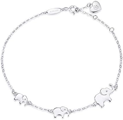 BlingGem Bracelet for Women 925 Sterling Silver 3 Elephants Bracelet for Family Symbol 3 Generations Animal Jewellery Mothers-day Gift for Mother Daughter Grandmother
