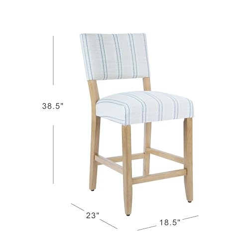 Butaco HomePop tapizado para barra, 24 pulgadas, estampado azul y blanco miniatura 3