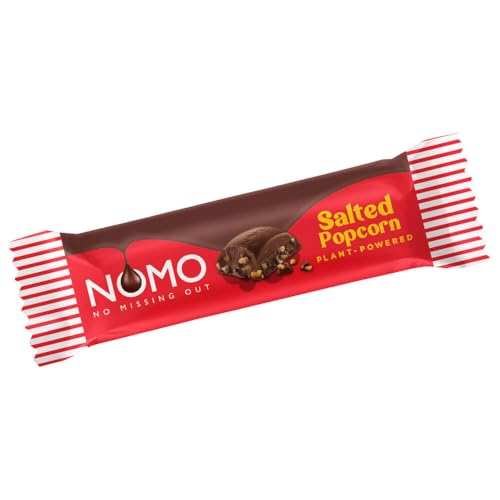 NOMO Salted Popcorn Schokoriegel 24x 32g - Laktosefrei Glutenfrei Nussfrei Eifrei - Rainforest Alliance Zertifiziert - 100% Vegan
