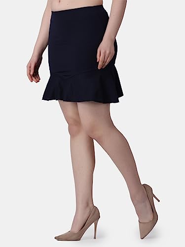Image of POPWINGS Casual Twill Frill Knee Length Pencil Skirt for Women || Stylish Summer Skirt for Women || Knee-Length Skirt for Women || Semi-Formal Women Skirt