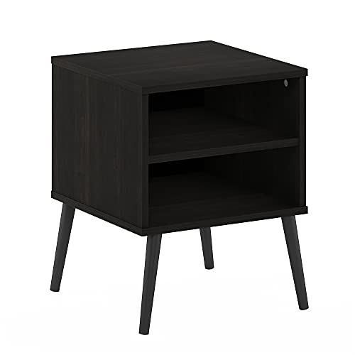Furinno Claude Side Table, 2-Tier Square Mid-Century End Table with Wooden Legs, Open Shelf Night Stand, Bedside Table, for Living Room, Bedroom, Espresso - image 4