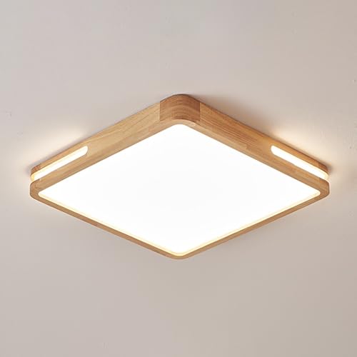 Lámparas de Techo Planas Led de Madera Japonesa, Lámpara de Techo Cuadrada Ultradelgada de Montaje Empotrado, Lámpara de Techo Minimalista, Iluminación Ambiental Lateral para Dormitorio O Estudio (Bla