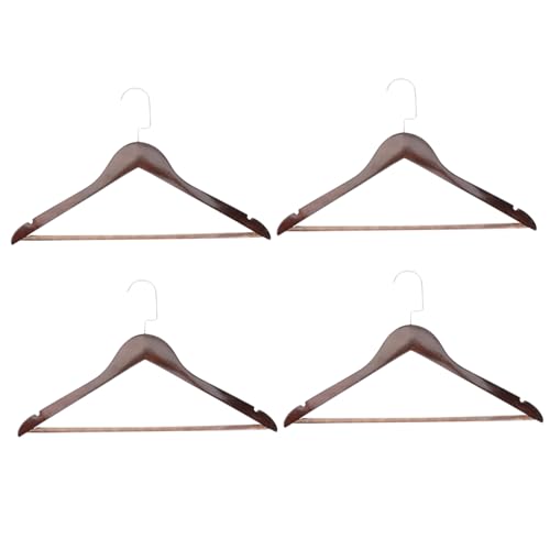 Garneck 4Pcs Solid Wood Coat Hangers Non Slip Laundry Hangers for Shirts Dresses Sweaters and Suits Design for Home Use Prevents Wrinkles and Sagging