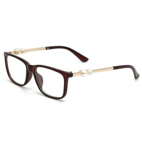 Lunettes de vue rétro pour femmes avec monture transparente marron