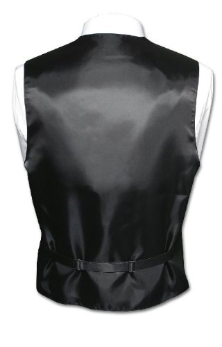 Vesuvio Napoli Men's Dress Vest & NeckTIE BLACK Color Woven Striped Design Neck Tie Set2