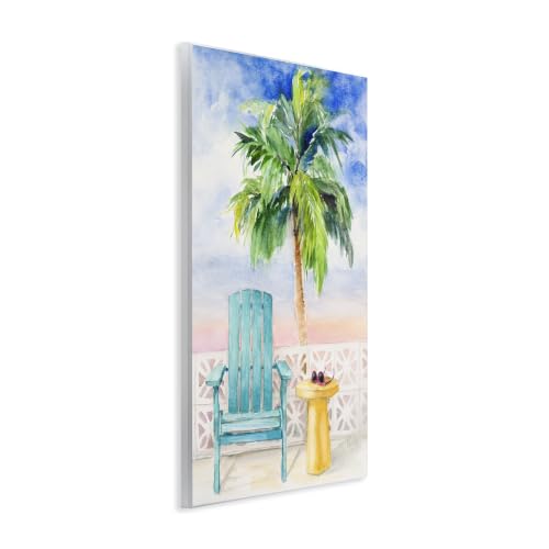 Image of Stupell Industries Tropical Beach Chair Palm Tree Seaside Painting, Design by Lanie Loreth, 13 x 19, Blue
