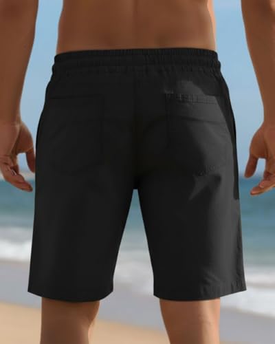 Image of Men's Cotton Casual Shorts |Knee Length Regular Fit Half Pant for Men| Elastic Waist with Drawstring | Regular Fit Shorts | Bermuda Shorts for Men | Lightweight Perfect for Workout, Beach & Summer