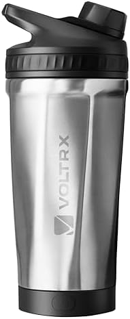VOLTRX ChillMix Shaker Isoliertem Edelstahl - USB-C Aufladbarer Elektrischer Proteinshake-Mixer, Shaker für Proteinshakes und Mahlzeitenersatz, Chromstahl, 16 oz