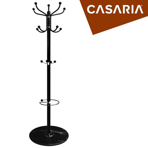 CASARIA® Elegant Coat Rack Hat Stand with Marble Base Coat Stand and 14x Rotatable Coat Hangers | Sturdy & Stylish Clothes Rack for Hallways & Offices Furniture | Black | 175cm Tall - Cosy Home Interiors CASARIA® Elegant Coat Rack Hat Stand with Marble Base Coat Stand and 14x Rotatable Coat Hangers | Sturdy & Stylish Clothes Rack for Hallways & Offices Furniture | Black | 175cm Tall - Image 6