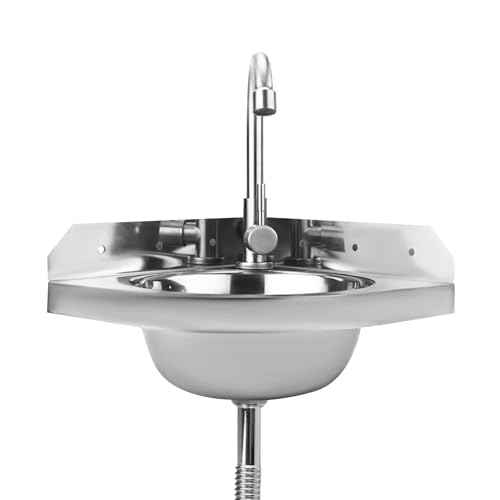 Fregadero de Esquina de Acero Inoxidable - Lavabo Triangular de Pared para baño, Cocina, Espacios públicos, Bar, Barco, Autocaravana y Caravana - Diseño Duradero y Compacto