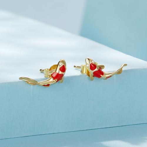 Cute Stud Earrings for Women Dachshund Koi Fish Sea Star Sea Turtle Sea Conch Earrings 14K Gold Plated Dainty Stud Earring funky Jewerly4
