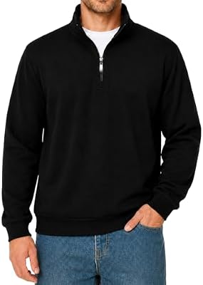 Asrlivp Men's Quarter Zip Pullover Fleece Mock Neck Sweatshirt - XL, Black