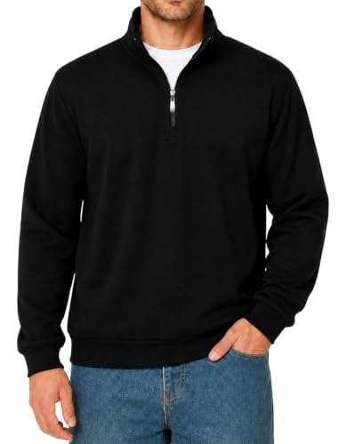 Asrlivp Men's Quarter Zip Pullover Fleece Mock Neck Sweatshirt - XL, Black