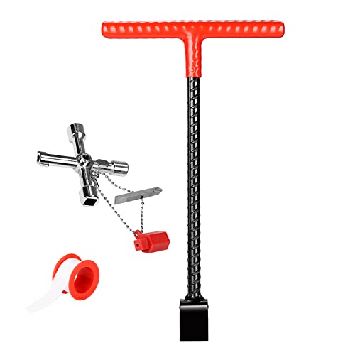 image for JOYTUTUS 12 Inch Water Meter Key, Water Shut Off Tool with 4-Way Utili