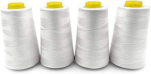 Tortoise 4 Cones of 3000 Yards Each Spool Thread for Sewing All Purpose Sewing Thread 100% Polyester Thread for Serger Overlock Quilting Sewing Machine 40S/2 White