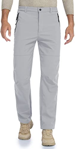 Sposulei Men's Winter Snow Ski Waterproof Fleece Lined Pants Insulated Softshell Pants With Zipper Pockets #TOP1