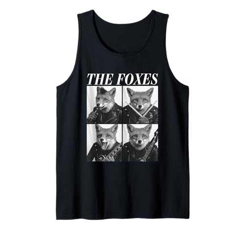 The Foxes Musicians Funny Animals Rock Music Emo Punk Band Débardeur