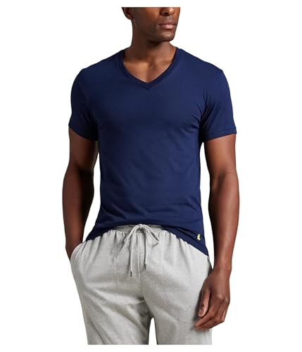 Polo Ralph Lauren Men's Classic Fit Cotton V-Neck Undershirt 3 Pack Cruise Navy/White/Moss Agate, X-Small2