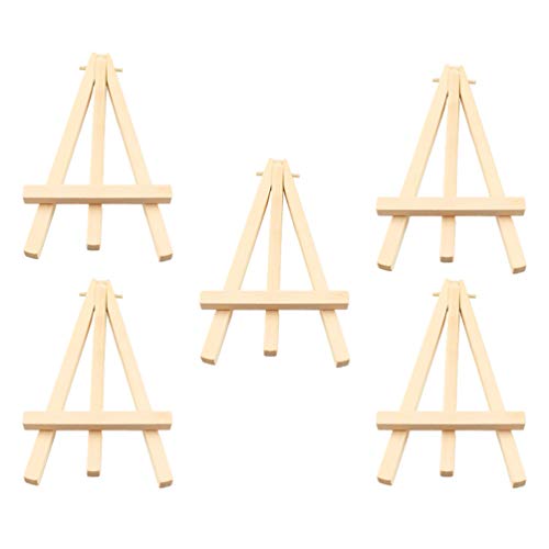 Lioobo 5 peças mini cavalete de madeira multifunções dobrável cavalete de madeira suporte para celul