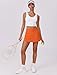 PINSPARK Tennis Skirts for Women High Waisted Athletic Skirt Quick Dry Golf Skort Lightweight Workout Skorts with Pockets Shorts, Orange Small