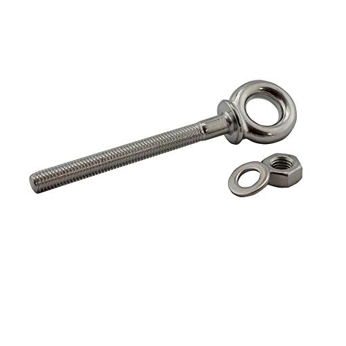 Image of 2Pcs M6x60 316 Stainless Steel Threaded Eyebolts Installation with Washer and Nuts