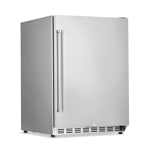 NewAir 24' Commercial Built-in or Under Counter Refrigerator | 5.3 Cu. Ft. Weatherproof Outdoor Fridge for Patio, Indoor & Commercial Use | Stainless Steel