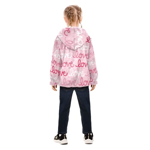 OTVEE Valentine Pink Love Pattern Kids Hoodie Jacket Fall Spring Full Zip Warm Outwear Coat4