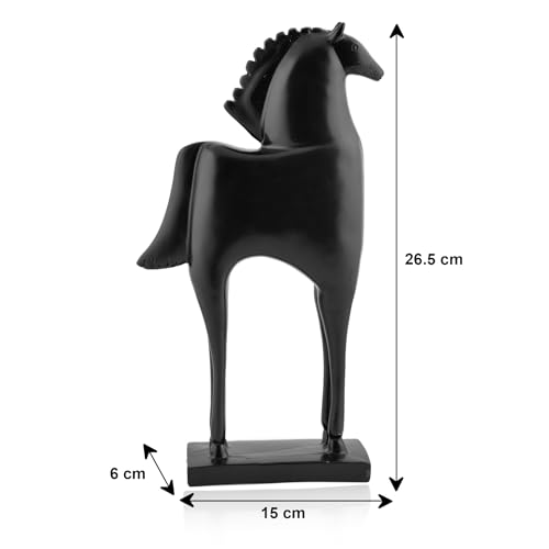 Image of Xtore Elegant Black Horse Figurine | Modern Minimalist Home,Office Decor | Sleek Resin Sculpture | Contemporary Home Accent