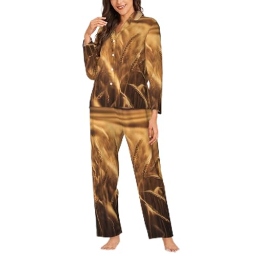 Ensemble pyjama manches longues femme XL Wheat Field vêtement nuit noir