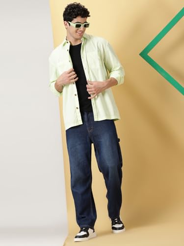 Image of Thomas Scott Men's | Solid | Full Sleeve | Oversized Fit | Cotton Blend | Spread Collar | Casual Shirt