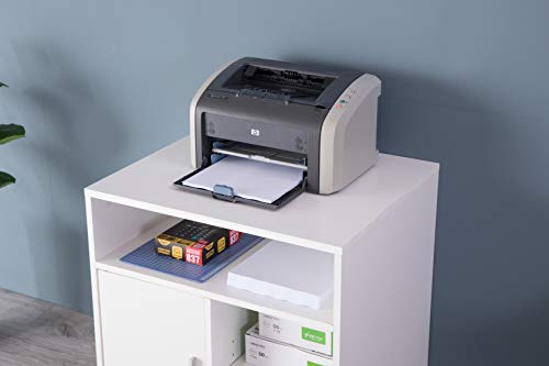 Image of Basicwise Printer Kitchen Office Storage Stand with Casters, White (QI003556.W)