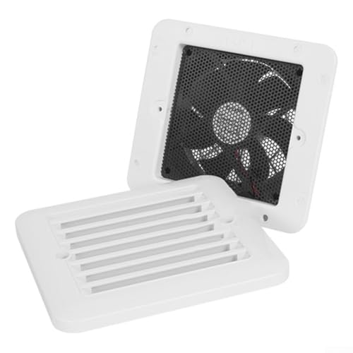 Ventilador de refrigeración impermeable para autocaravanas con rejilla de protección integrada, filtro de insectos, circulación de aire efectiva, color blanco, 12 V, cubierta de ventilación duradera
