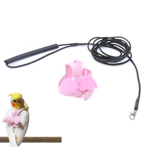 Image of Adult Parrot Bird Harness, for Parrots Adjustable & Lightweight Birds Harness with Quick Release Parrot Belt for Outdoor Training of Macaws, Budgies, Cockatiels (Vibrant Pink)
