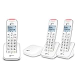 Geemarc Liberty 200 Trio, Amplified Home Telephones with Small DECT Base, Loud Ringer, Hearing Aid Compatible Cordless Phones, Easy Use 3 Cordless Handsets to Be Placed Anywhere in the House