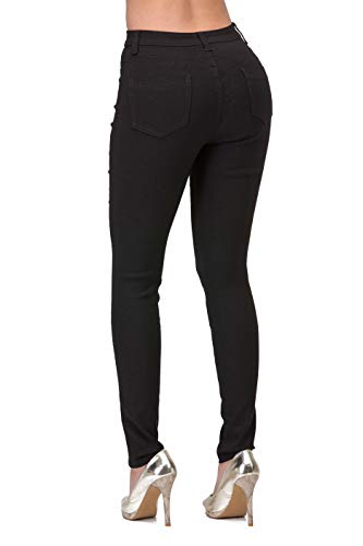 High Waisted-Rise Colored Stretch Skinny Destroyed Ripped Distressed Jeans for Women Olive Mustard RED - Image 3