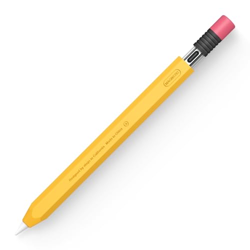 Image of elago Classic Pencil Case Compatible with Apple Pencil (USB-C), Perfect Grip, Protective Skin, Silicone Sleeve, Supports Magnetic Attachment [Yellow]