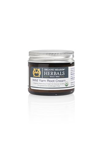 Organic Meadow Herbals Wild Yam Root Cream - USDA Certified Organic Balancing Cream for PMS & Menopause Relief - Estrogen & Progesterone-Free. Handmade by us. Woman-owned & Operated Since 1994 (2 oz)
