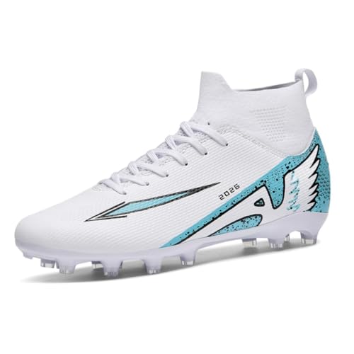 IFIKK Hoge voetbalschoenen voor heren, veelkleurige ontwerpen, stevige bodem- en turfzolen, stijlvol vleugelaccent voor voetbaltraining en wedstrijden, A04, 38 EU
