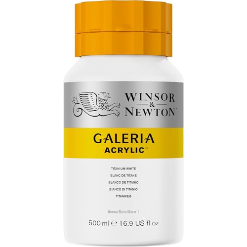 Image of Winsor & Newton Galeria Acrylic Colour - Jar of 500 ML - Titanium White (644) - Highly Pigmented Lightfast Artists' Acrylic Paints for Canvas, Wood, Fabric & Paper - More Colours Available