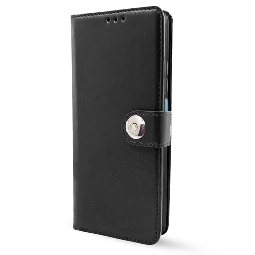 Image of Pikkme Vivo T2X / Y16 / Y56 5G Flip Cover Leather Finish | Inside TPU with Card Pockets | Wallet Stand and Shock Proof | Complete Protection Button Flip Case (Black)