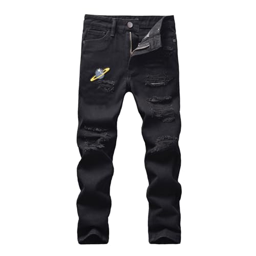 Jean baggy pour garçon - Coupe ajustée - Coupe skinny - Déchiré - Tendance - Pour les loisirs,...