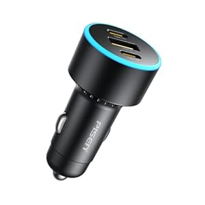PISEN 60W 3-Port USB C Car Charger – PD30W & QC3.0 Fast Charging, Multi Device Compatible, LED Indicator, Durable Design, Safety Certified for iPhone 16/15/14/13/12 Series