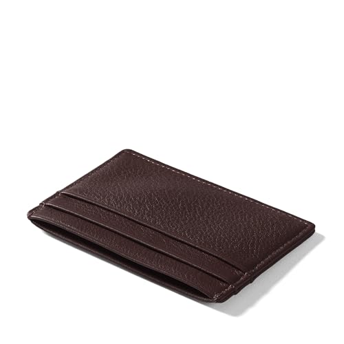 Leatherology Brown Men's Slim Credit Card Case Wallet - 4 credit card slots, center pocket for cash or receipts, slim silhouette design2
