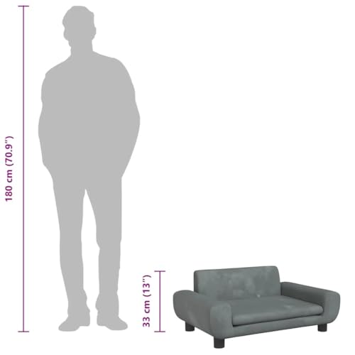 GFEROMRF Hundesofa Samt 70x45x33 cm mit Kiefernholzrahmen, dick gepolstertes Hundebett dunkelgrau für entspanntes Ausruhen, robuste Hundecouch mit Vier stabilen Füßen-8
