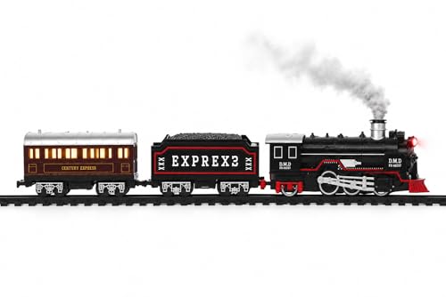 Image of Electric Steam Train Set for Kids | Choo Choo Train Toy with Tracks, Smoke, Lights & Sound | USB Rechargeable | Age 2-6 Years | Color May Vary