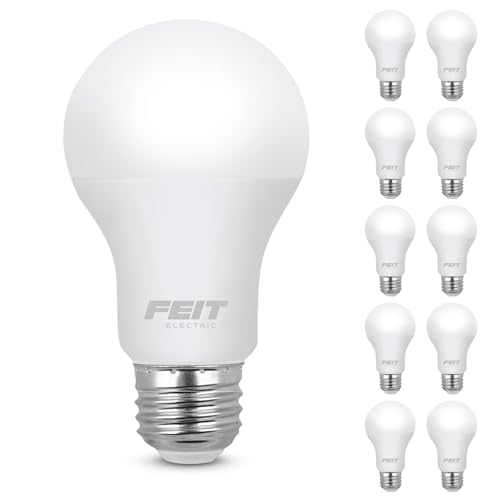 Image of Feit Electric A19 LED Light Bulb, 60W Equivalent, E26 Medium Base, 800 Lumen, 3500K Neutral White Light, Indoor/Outdoor General-Purpose Light Bulbs, 11,000-Hour Lifetime, A800/835/10KLED/10, 10 Pack