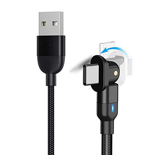 Type-c ケーブル 2M 180度回転 急速充電＆データ転送 充電ケーブル 高耐久ナイロン編み 断線防止Sony Xperia XZ/XZ2、Sa