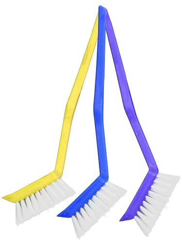 Juego de cepillos de cocina con mango largo, cepillos de lavado para platos, fregadero, olla, sartén, fregar con cerdas rígidas, cepillo para fregar integrado, cepillos de lechada (3 colores surtidos)