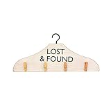 Lost & Found Wood Laundry Room Wall Decor with 4 Natural Wood Clips, Decorative and Functional...